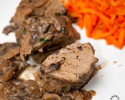 Pork tenderloin with mushroom sauce - perfect dinner for two