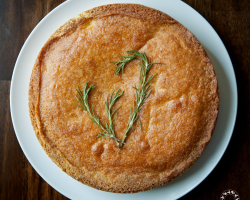Pear Cornmeal Cake with Rosemary Syrup
